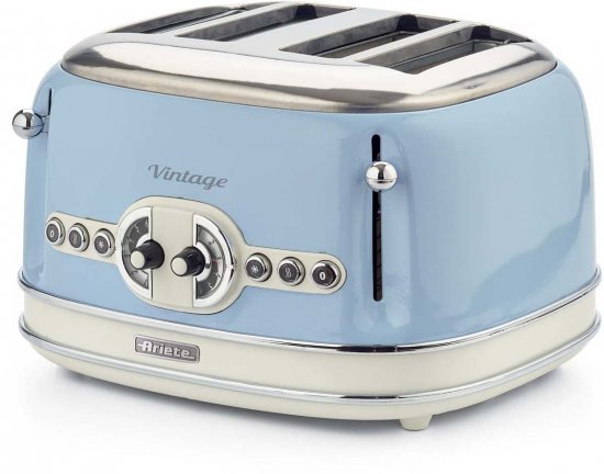 מצנם קופץ 4 פרוסות Ariete Vintage 0156 1600W - צבע קרם / תכלת