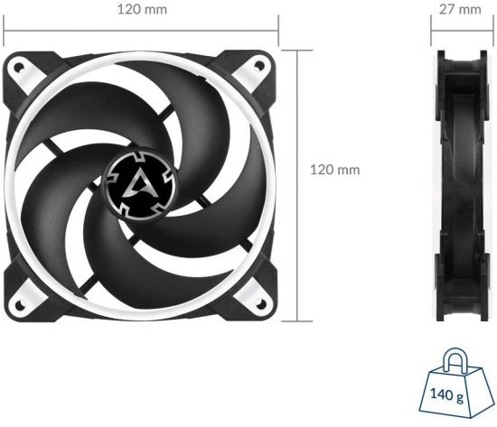 מאורר למארז Arctic BioniX P120 PWM 120mm - צבע לבן