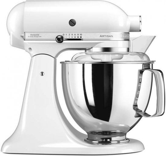 מיקסר שולחני עם 2 קערות נירוסטה 4.8 ליטר / 3 ליטר KitchenAid Artisan 5KSM175PSEWH - צבע לבן - אחריות יבואן רשמי ניופאן