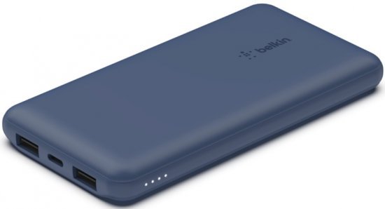 סוללת גיבוי כולל כבל Belkin Boost 10000mAh Power Bank 2xUSB-A 12W USB-C 15W - צבע כחול
