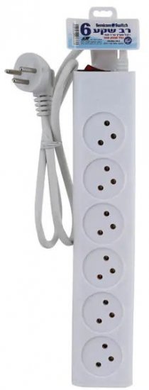 רב שקע 6 וכבל באורך עד 1 מטר + מפסק Semicom