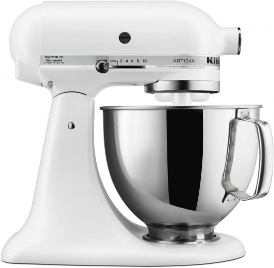 מיקסר שולחני עם 2 קערות נירוסטה 4.8 ליטר / 3 ליטר KitchenAid Artisan 5KSM175PSIWH - צבע לבן - אחריות יבואן רשמי ניופאן