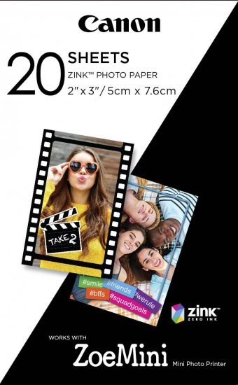 20 דפי הדפסה למצלמות דיגיטליות Canon ZOEMINI ZP-2030-20 Zink