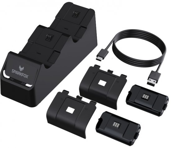 עמדת טעינה כפולה לשלט Sparkfox Dual Charging Station Xbox Series X / S + זוג סוללות נטענות 1100mAh