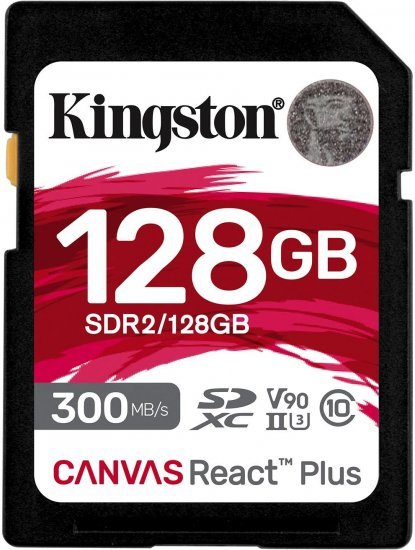 כרטיס זיכרון Kingston Canvas React Plus SDXC UHS-II U3 V90 SDR2 / 128GB - נפח 128GB