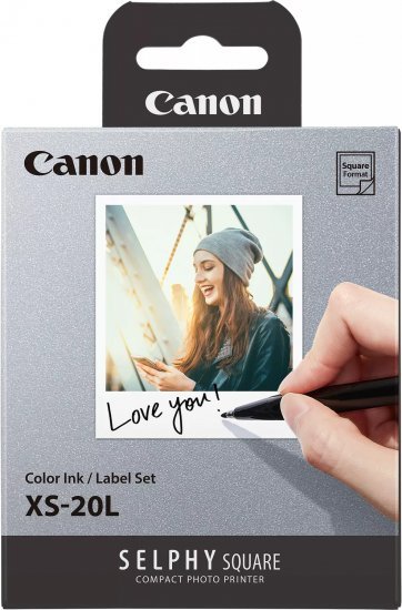 ערכת דיו צבעוני + 20 ניירות הדפסה Canon XS-20L למדפסת תמונות Canon SELPHY Square