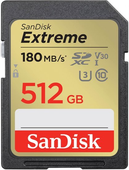 כרטיס זיכרון SanDisk Extreme SDXC UHS-I Class-10 U3 V30 - דגם SDSDXVV-512G-GNCIN - נפח 512GB