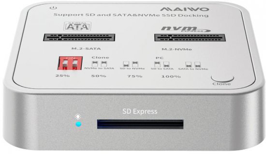 תחנת עגינה לכוננים Maiwo Type C To NvMe M2 2Bays Docking Station With Clone K3016CL