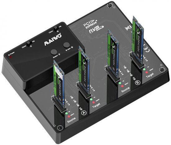תחנת עגינה ושכפול לכוננים Maiwo Quad-Bay USB3.2 Gen2 Type-C to NVMe M.2 SSD K3015P2