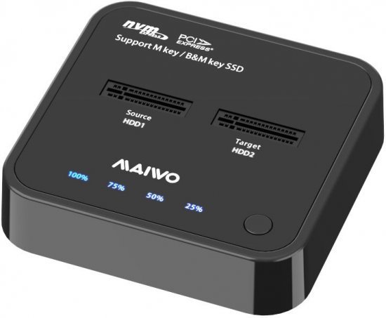תחנת עגינה ושכפול לכוננים Maiwo K3016P Dual-bay USB3.2 Gen2 Type-C to NVMe M.2 SSD