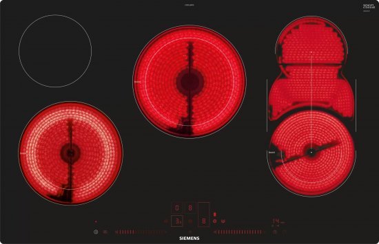 כיריים קרמיות 5 להבות בישול 80 ס''מ Siemens ET801LMP1D LightSlider - תלת פאזי - שנה אחריות יבואן רשמי BSH