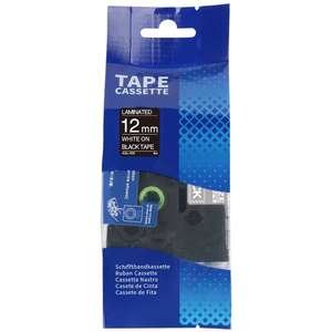 סרט תוויות AZe-335 לבן על שחור 12 מ״מ Printech