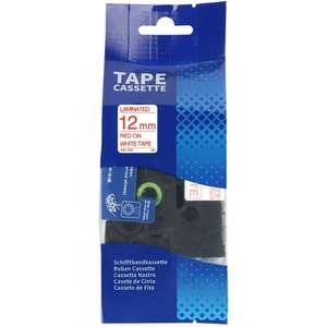 סרט תוויות AZe-232 אדום על לבן 12 מ״מ Printech