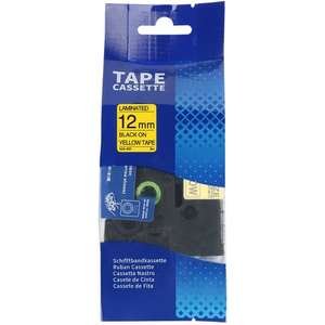 סרט תוויות AZe-631 שחור על צהוב Printech 12 מ״מ