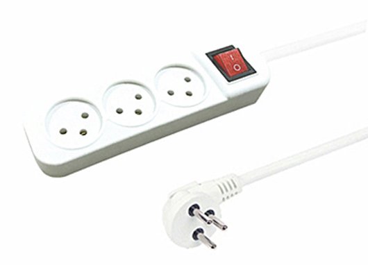 רב שקע 3 שקעים עם כבל באורך 1 מטר + מפסק מבית Gold Line