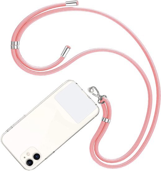 שרוך שרשרת לסמארטפון עם כרטיס חיבור - ורוד