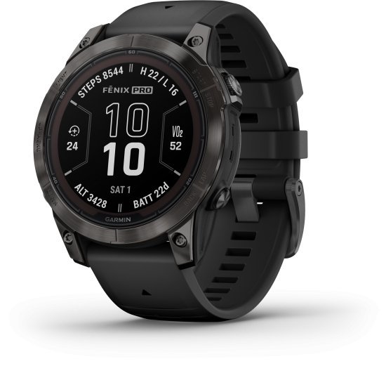 שעון חכם Garmin fenix 7 Pro Sapphire Solar Edition 47mm - צבע אפור קרבון עם ציפוי DLC ורצועה שחורה - כולל תמיכה מלאה בעברית - שנתיים אחריות יבואן רשמי על ידי רונלייט