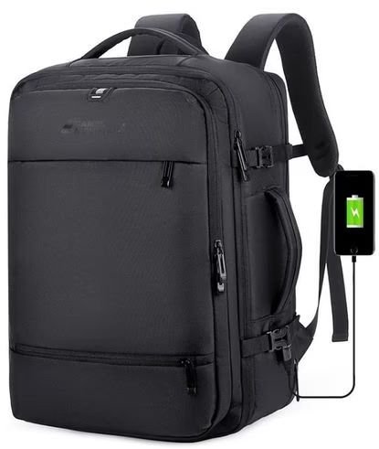 תיק נסיעות 36-57 ליטר בעל תא למחשב נייד בגודל 15.6 אינץ’ דגם The JetSetter Travel מבית Camel Mountain - צבע שחור