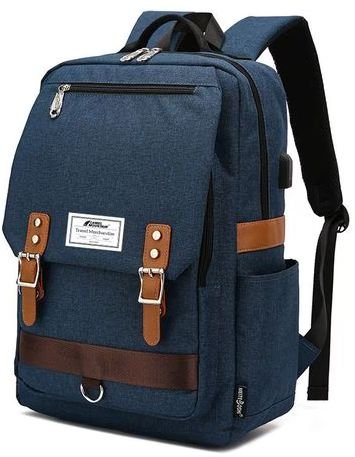 תיק גב למחשב נייד בגודל 15.6 אינץ’ דגם The Asia Retro מבית Camel Mountain - צבע כחול כהה