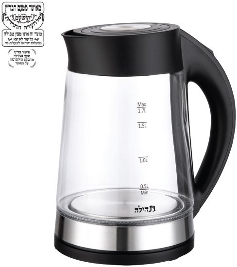 קומקום זכוכית תהילה בד''צ 1.7 ליטר Universe NRI-2140 - צבע שחור