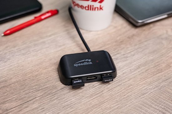 מפצל USB Type-C בעל 4 יציאות - 3 חיבורי USB-A וחיבור SpeedLink Snappy Evo - USB Type C- צבע שחור