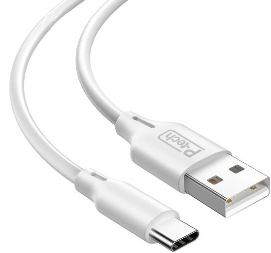 כבל סנכרון וטעינה באורך 1.2 מטר עם חיבור USB Type-A ל-USB Type-C מבית Power-Tech - צבע לבן