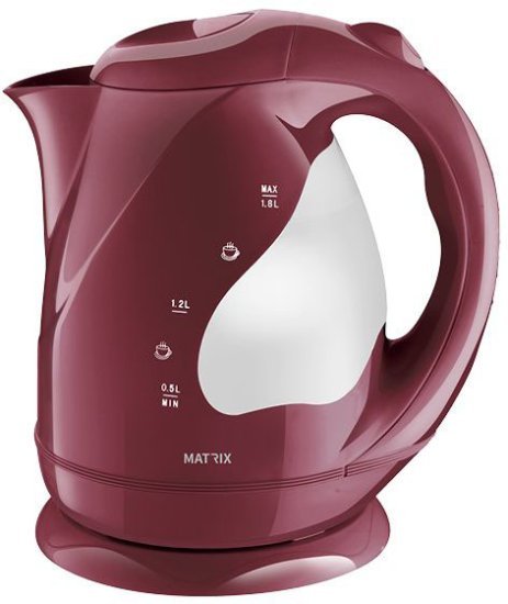 קומקום חשמלי נשלף ריו 1.8 ליטר 2000W דגם MX-RIO-RD מבית Matrix - צבע אדום