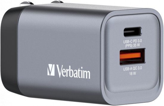 מטען קיר 35W 2-Port GaN USB-A / C מבית Verbatim