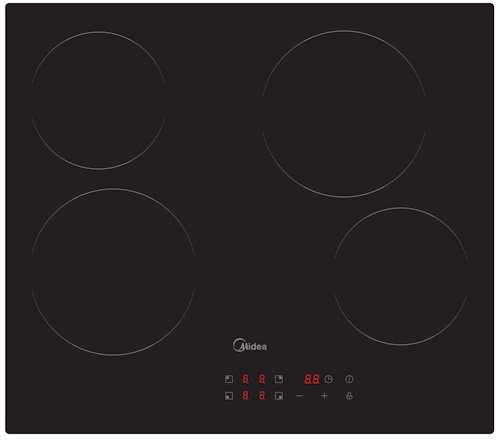 כיריים קרמיות 4 משטחי חימום תלת פאזי Midea MC-6F6002R242 6600W - צבע שחור