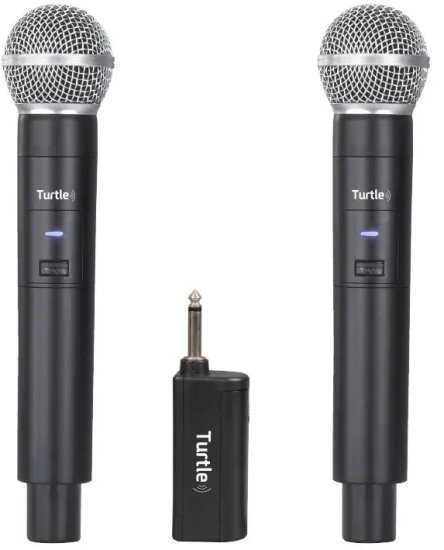 סט 2 מיקרופונים אלחוטיים ידניים דינמיים ומקלט Turtle Freedom Duet