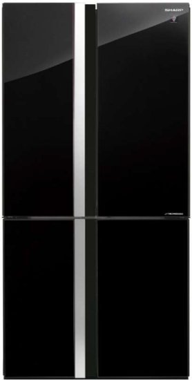 מקרר 4 דלתות מקפיא תחתון מדחס J-Tech אינוורטר 611 ליטר Sharp SJ-8942-BK - זכוכית שחורה