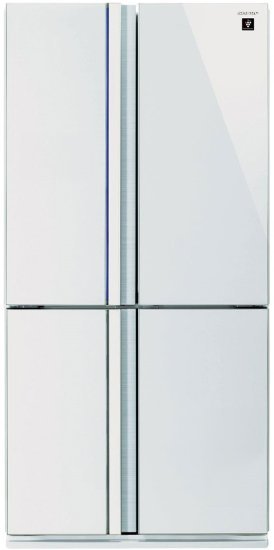 מקרר 4 דלתות מקפיא תחתון מדחס J-Tech אינוורטר 611 ליטר Sharp SJ-8942-WH - זכוכית לבנה