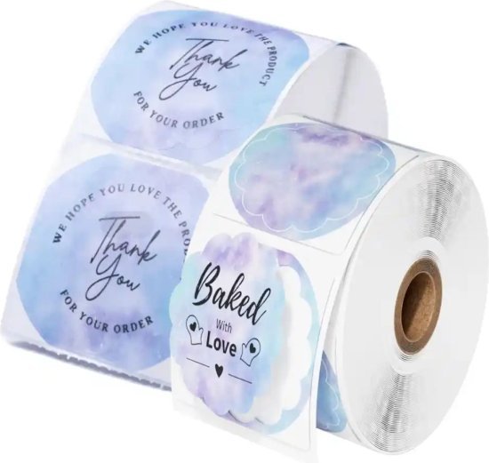 מדבקה מבריקה עגולה / ענן למדפסות D520 / D520BT / D550BT / AM-243 מבית Aimo - גודל 50.8 מ”מ - 500 יח' בגליל - צבע כחול מבריק