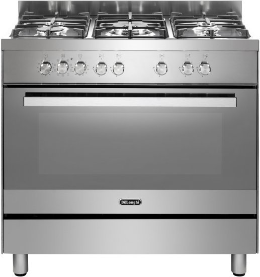 תנור משולב כיריים גז רחב 90 ס''מ 83 ליטר 9 תוכניות 5 מבערים Delonghi DEMX965-IL - צבע נירוסטה