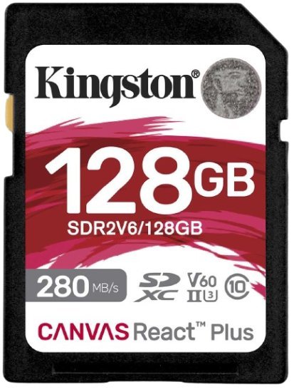 כרטיס זיכרון Kingston Canvas React Plus SDXC UHS-II U3 V60 HD / 4K - נפח 128GB