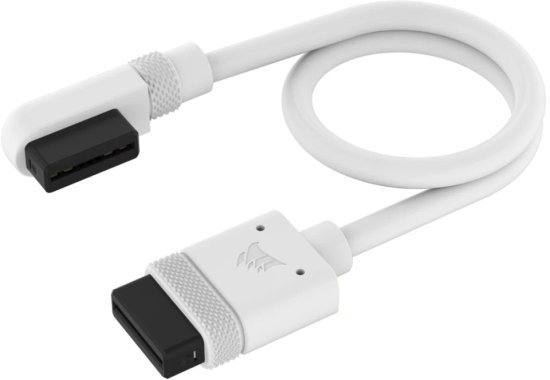 שני כבלים עם חיבור 90 מעלות Corsair iCUE LINK Cable 2x200mm - צבע לבן