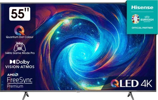 טלוויזיה חכמה Hisense 55 Inch UHD 4K QLED+DLED 55E7KQ PRO