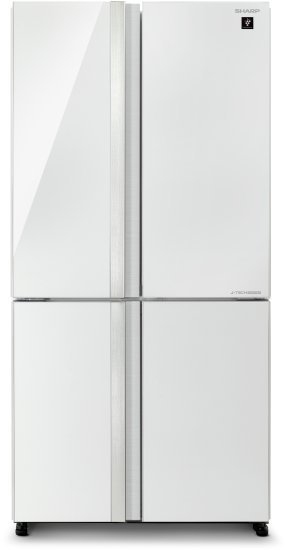 מקרר 4 דלתות מקפיא תחתון מדחס J-Tech אינוורטר 611 ליטר Sharp SJ-FSRN87V-WH - זכוכית לבנה