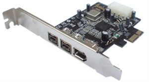 כרטיס PCI-E עם 3 חיבורי STLab 1394b FireWire