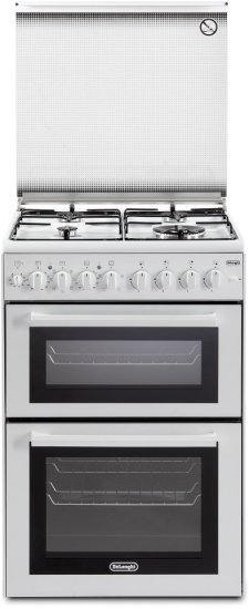 תנור דו תאי משולב כיריים גז 7 תוכניות 4 מבערים Delonghi DCS12EDW-IL - צבע לבן - תוצרת איטליה