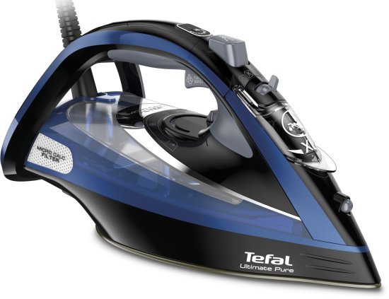 מגהץ אדים Tefal Ultimate Pure 3200W FV9848E0 - צבע כחול - חמש שנות אחריות יבואן רשמי על ידי ניופאן