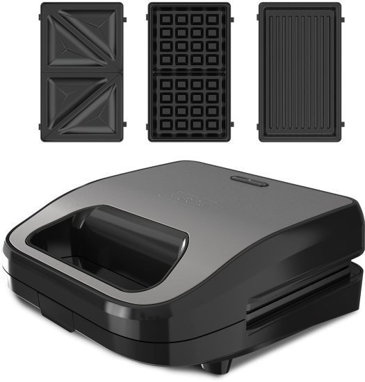 טוסטר לחיצה 3 ב־1 750W עם פלטות מתחלפות לטוסטים, גריל ווופל בלגי דגם BXSA754E מבית Black+Decker – שנתיים אחריות יבואן רשמי