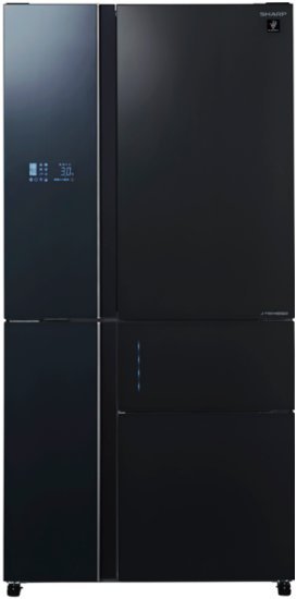 מקרר 5 דלתות מקפיא תחתון מדחס J-Tech אינוורטר 668 ליטר Sharp SJ-FS920-BK - זכוכית שחורה