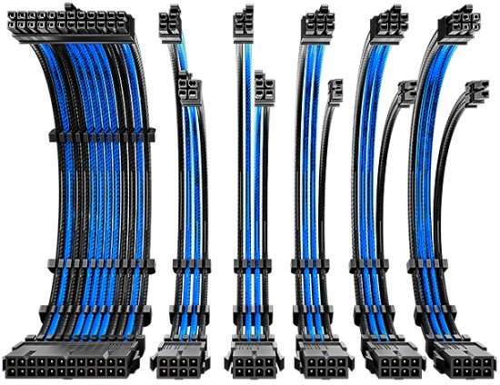 ערכת 6 כבלים מאריכים 300 מ''מ לספק כוח Antec - צבע שחור / כחול