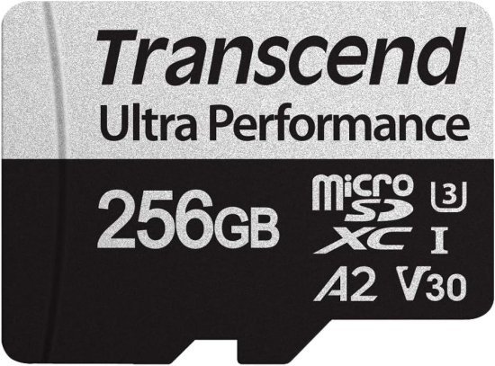 כרטיס זכרון Transcend USD340S Micro SDXC UHS-I U3 A2 V30 C-10 TS256GUSD340S - נפח 256GB - כולל מתאם ל-SD