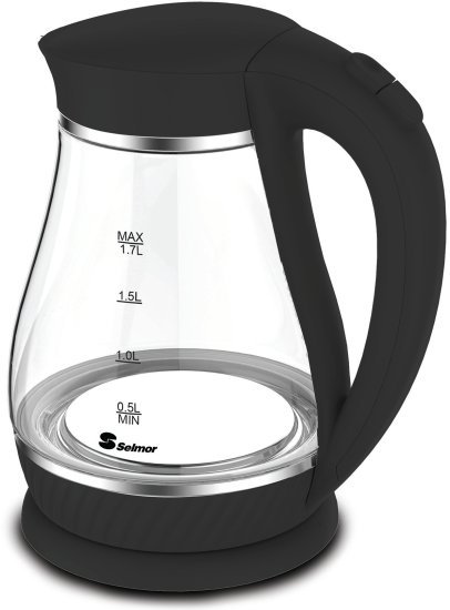 קומקום זכוכית חשמלי 1.7 ליטר Selmor SE-923 2000W - שחור