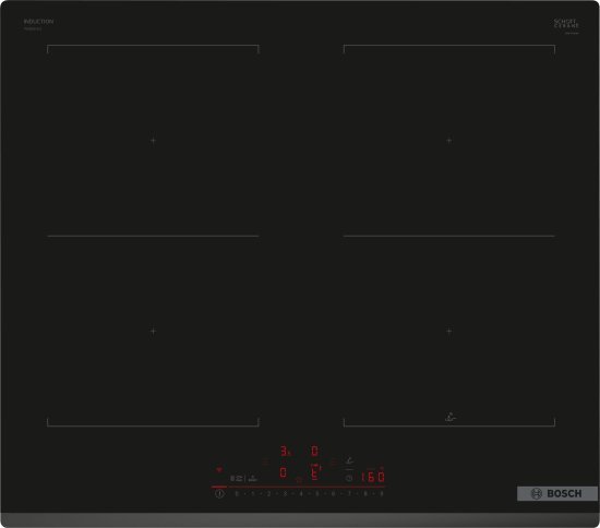 כיריים אינדוקציה 4 אזורי בישול 60 ס''מ Bosch Serie 6 PVQ631HC1E CombiZone 7400W - תלת פאזי - צבע שחור - שנה אחריות יבואן רשמי BSH