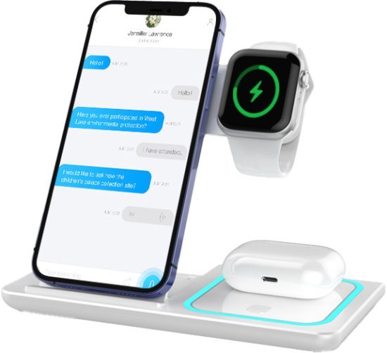 מעמד שולחני עם טעינה אלחוטית Power-Tech X455 - צבע לבן