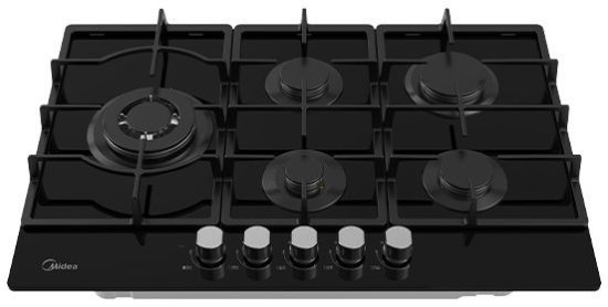כיריים גז 5 להבות בישול 75 ס''מ Midea 75GP095 - זכוכית שחורה