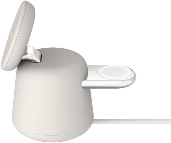 מעמד טעינה אלחוטית 2 ב-1 עם Belkin BoostCharge Pro 15W MagSafe - צבע לבן